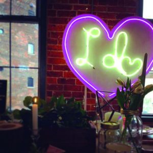 Neon wedding signage from Leeds-based prop hire company, Add Vintage. 
