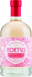 A bottle of Hortus Pomegranate and Rose Gin Liqueur